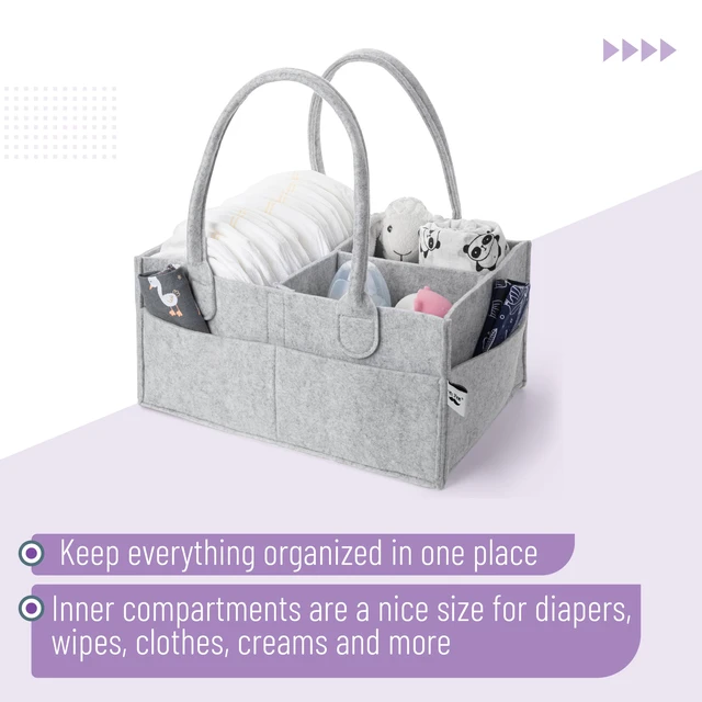 Alt view image 4 of 6 - Mr. Pen Baby Diaper Caddy Organizer, Medium, Gray