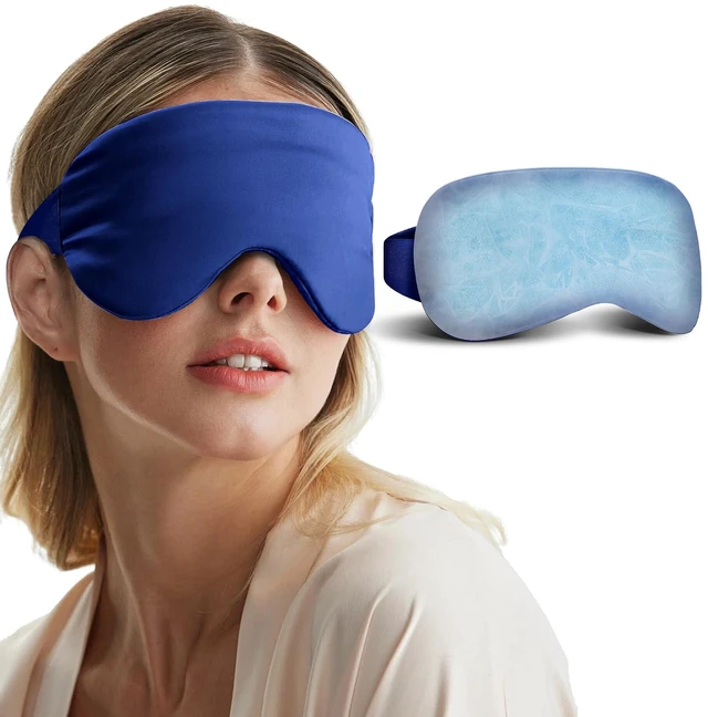 Main image of Reusable Cooling Gel Eye Mask - Cold Compress for Migraines, Headache, Puffiness, Dark Circles, Face Ice Pack for Sleep and Puffy Eyes (Blue)