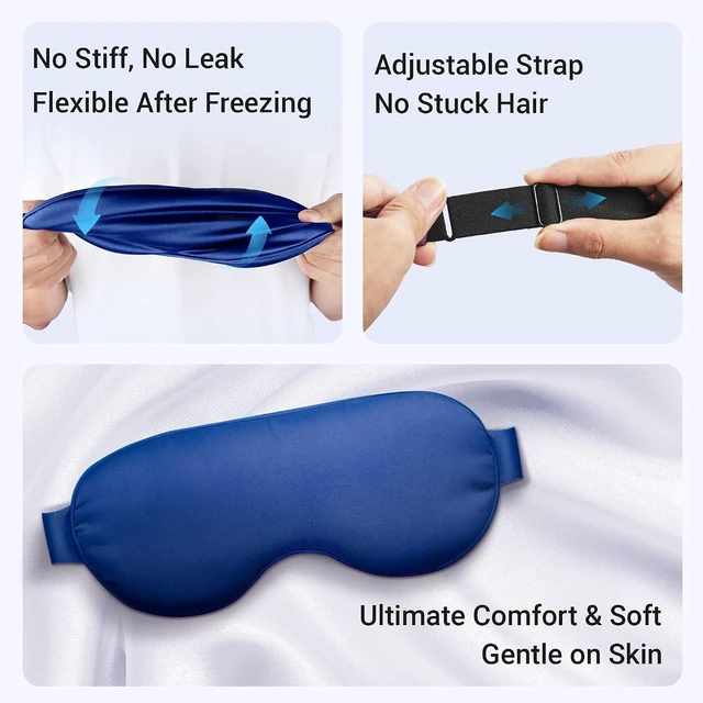 Alt view image 3 of 6 - Reusable Cooling Gel Eye Mask - Cold Compress for Migraines, Headache, Puffiness, Dark Circles, Face Ice Pack for Sleep and Puffy Eyes (Blue)