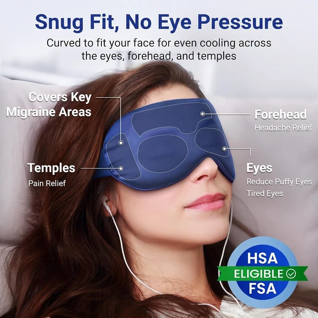 Alt view image 5 of 6 - Reusable Cooling Gel Eye Mask - Cold Compress for Migraines, Headache, Puffiness, Dark Circles, Face Ice Pack for Sleep and Puffy Eyes (Blue)