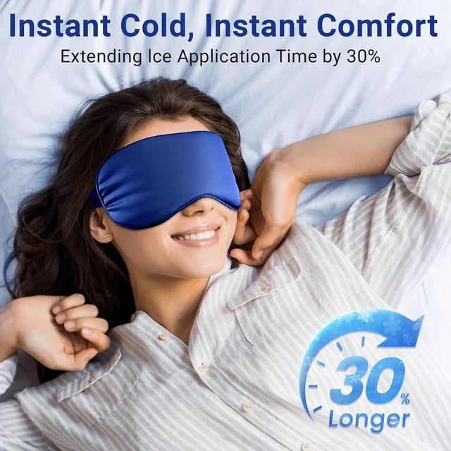 Alt view image 2 of 6 - Reusable Cooling Gel Eye Mask - Cold Compress for Migraines, Headache, Puffiness, Dark Circles, Face Ice Pack for Sleep and Puffy Eyes (Blue)