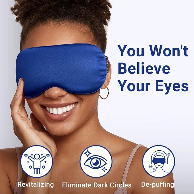 Alt view image 4 of 6 - Reusable Cooling Gel Eye Mask - Cold Compress for Migraines, Headache, Puffiness, Dark Circles, Face Ice Pack for Sleep and Puffy Eyes (Blue)