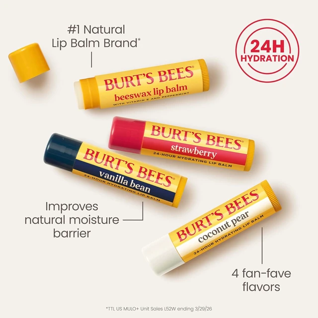 Alt view image 4 of 6 - Burt's Bees Lip Balm Classic Flavor Pack 0.15oz 4 Tubes