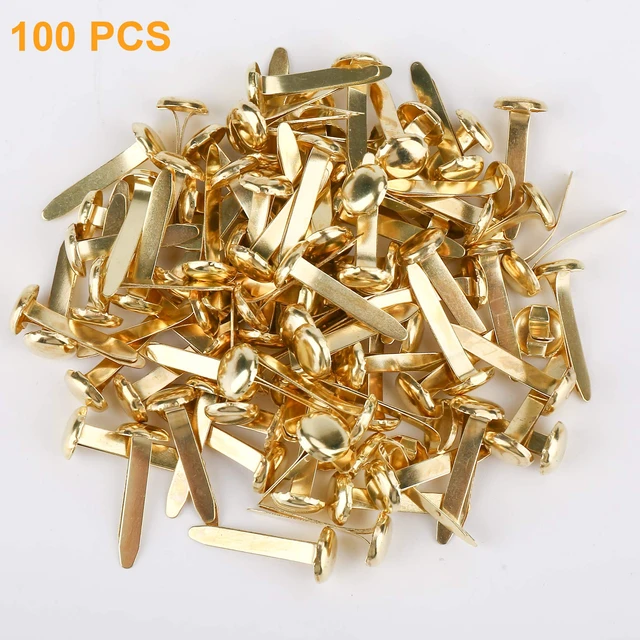 Alt view image 6 of 6 - 100PCS 0.3x0.7Inch Mini Brass Brads, Reusable Metal Paper Fasteners