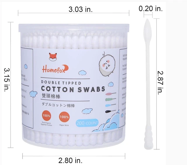 Alt view image 2 of 7 - Cotton Swabs, White, 400 Count, Organic Cotton, Double Sided Tightly Wrapped, Spiral Pointed, Precision Cotton Tips, Paper Stick, Lint-Free, Cruelty-Free