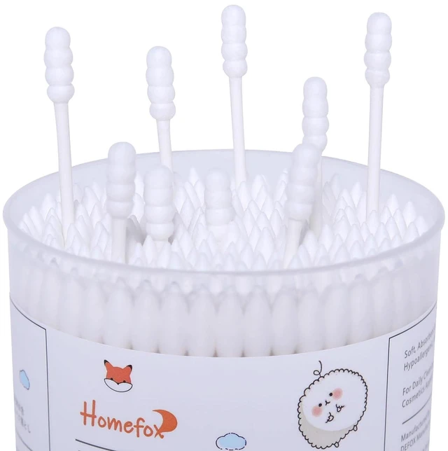 Alt view image 3 of 7 - Cotton Swabs, White, 400 Count, Organic Cotton, Double Sided Tightly Wrapped, Spiral Pointed, Precision Cotton Tips, Paper Stick, Lint-Free, Cruelty-Free