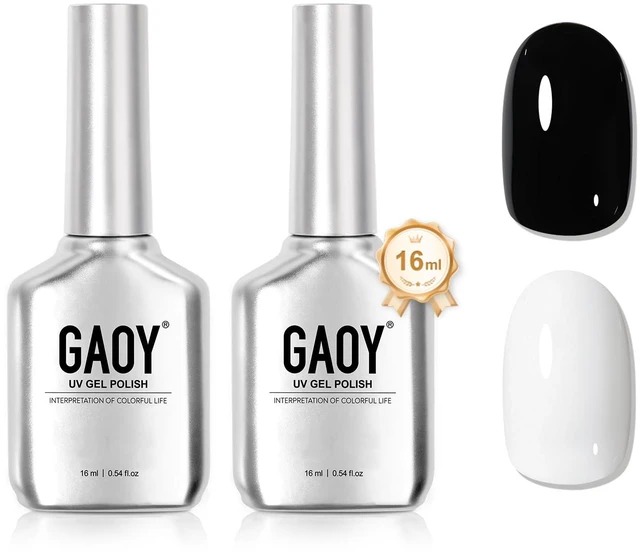 Main image of GAOY Black and White 2 Colors 16ml Soak Off UV Gel Nail Polish Kit, Highly Saturated for Nail Art DIY Manicure at Home