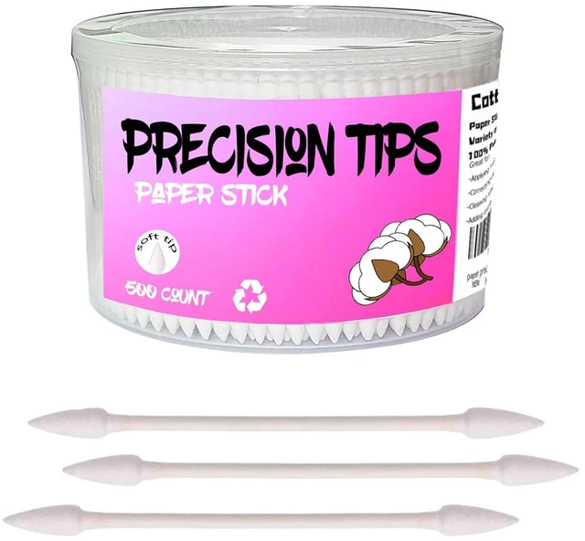 Main image of Pointed Tip Cotton Swabs 500 Count, Double Precision Tips with Paper Stick for Personal Care and Makeup
