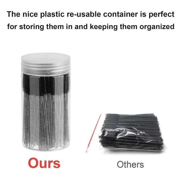 Alt view image 4 of 6 - CHEFBEE 100PCS Disposable Eyelash Spoolies Brush with Container Black