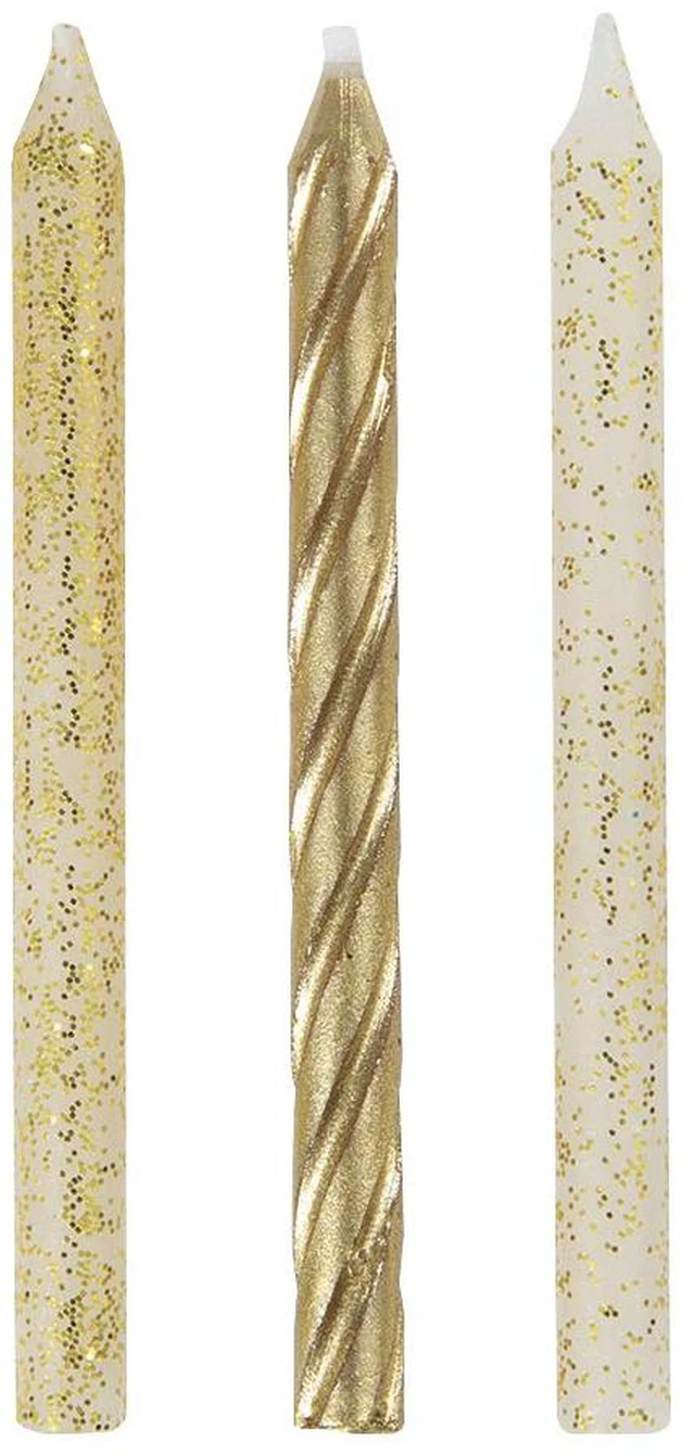 Alt view image 2 of 4 - Dazzling Glitter & Gold Spiral Birthday Candles 24ct Assorted Pack