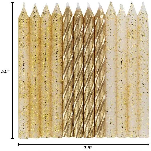 Alt view image 3 of 4 - Dazzling Glitter & Gold Spiral Birthday Candles 24ct Assorted Pack