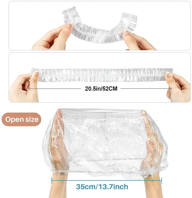 Alt view image 5 of 6 - MAQIHAN 100 Disposable Shower Caps Large 20.5in Thickened Plastic Hair Cap