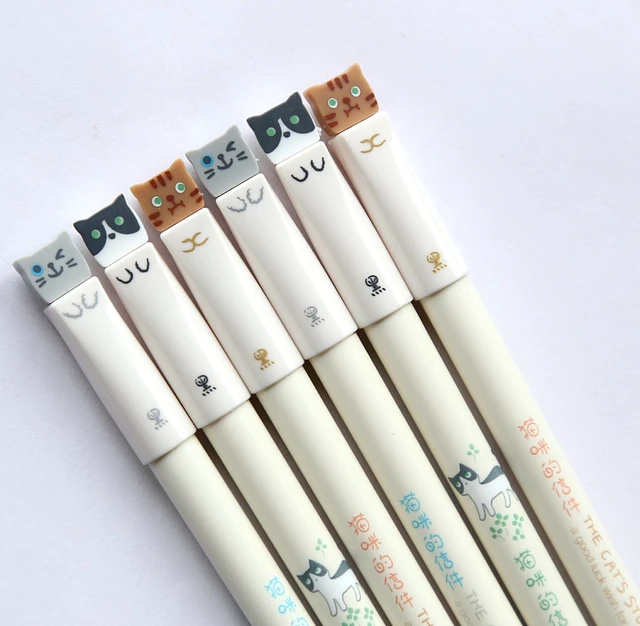 Alt view image 5 of 6 - Colorful Cats Design 0.38mm Gel Pens, Black Ink, 6-Pack