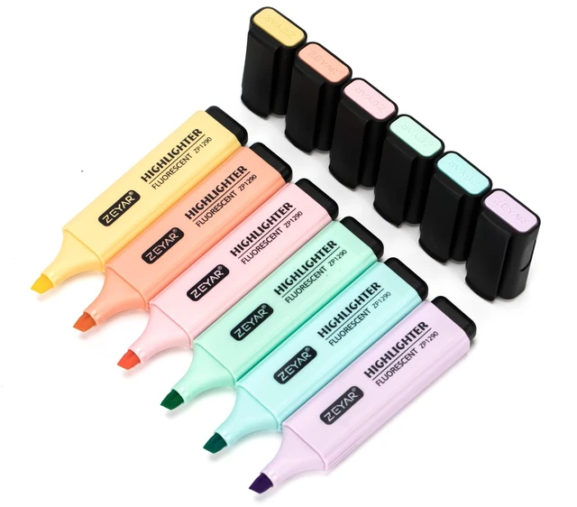 Main image of ZEYAR Highlighter Markers, Pastel Colors, Chisel Tip, AP Certified, Water Based, Quick Dry, Assorted Colors, 6 Macaron Colors