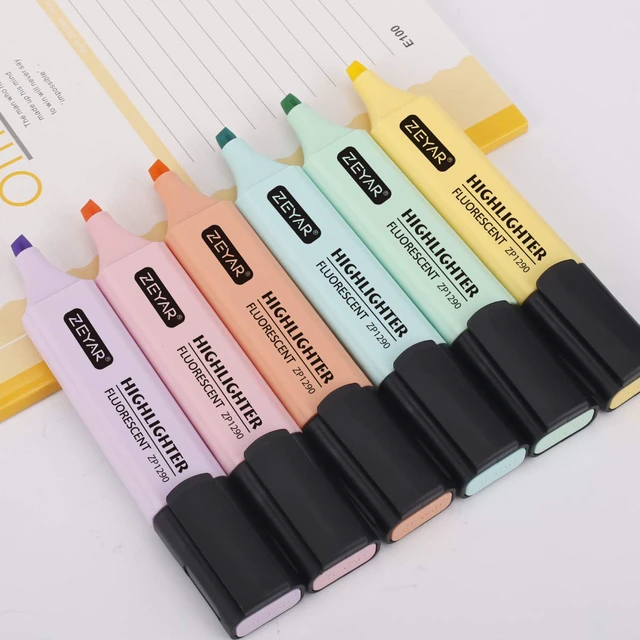 Alt view image 2 of 6 - ZEYAR Highlighter Markers, Pastel Colors, Chisel Tip, AP Certified, Water Based, Quick Dry, Assorted Colors, 6 Macaron Colors