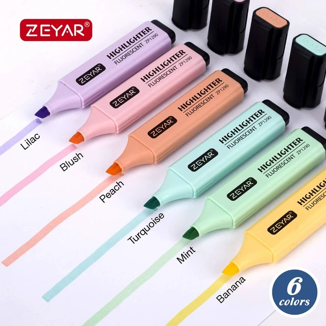 Alt view image 3 of 6 - ZEYAR Highlighter Markers, Pastel Colors, Chisel Tip, AP Certified, Water Based, Quick Dry, Assorted Colors, 6 Macaron Colors