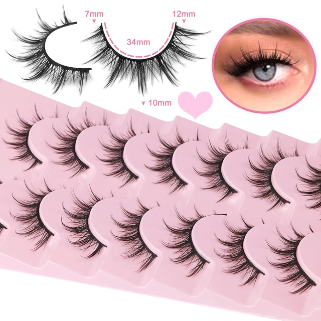 Alt view image 2 of 6 - Manga Lashes Anime Mink Wispy Fluffy Spiky 3D Volume Cosplay False Eyelashes Natural Look Individual Cluster 7 Pairs Pack by EYDEVRO