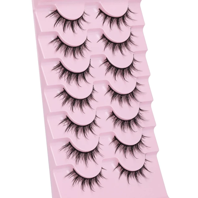Alt view image 6 of 6 - Manga Lashes Anime Mink Wispy Fluffy Spiky 3D Volume Cosplay False Eyelashes Natural Look Individual Cluster 7 Pairs Pack by EYDEVRO