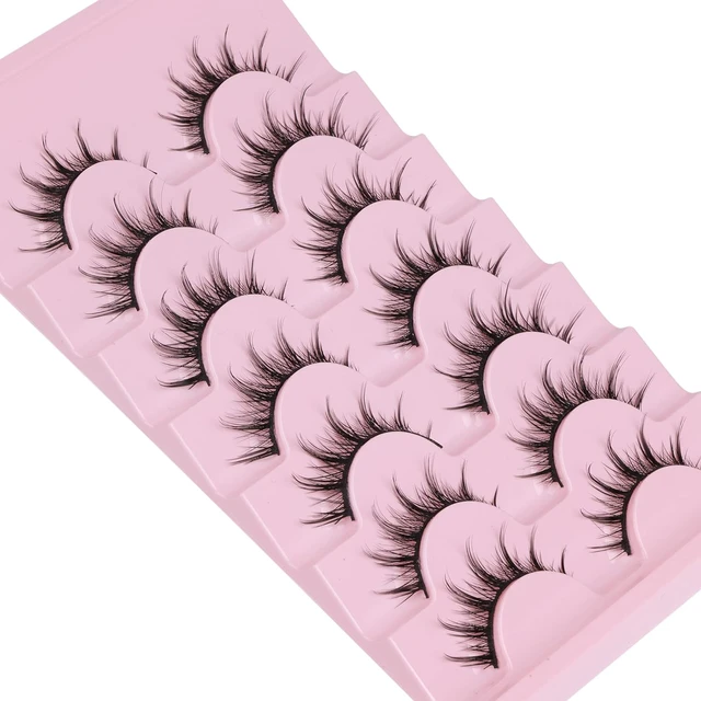 Alt view image 4 of 6 - Manga Lashes Anime Mink Wispy Fluffy Spiky 3D Volume Cosplay False Eyelashes Natural Look Individual Cluster 7 Pairs Pack by EYDEVRO