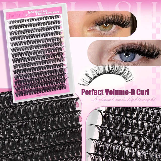 Alt view image 2 of 6 - FADLASH DIY Lash Clusters 280PCS D Curl 8-16mm 40D-0.07-D Individual Eyelash Extensions Natural Soft Band Wispy Volume for Beginners at Home