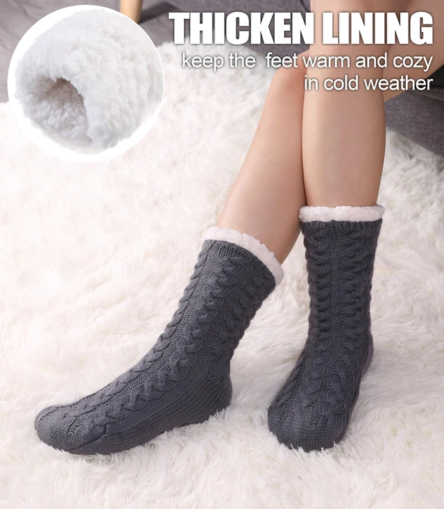 Alt view image 4 of 6 - SDBING Women's Fuzzy Slipper Socks with Grips, Cozy Warm Fleece Lined