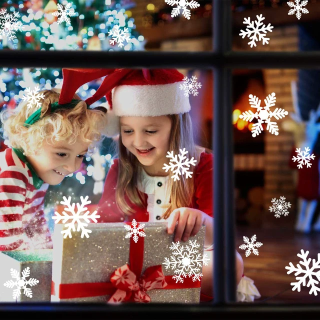 Alt view image 6 of 6 - LUDILO 135Pcs Snowflakes Window Clings Christmas Decorations Window Decals