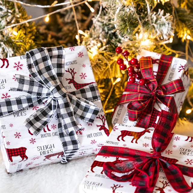 Alt view image 4 of 6 - WRAPAHOLIC Mini Roll Reversible Christmas Wrapping Paper, 17In x 33Ft, Red White Reindeer Snowflake