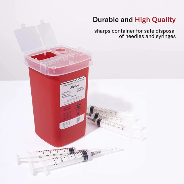 Alt view image 3 of 6 - Alcedo 1 Quart Sharps Container 1-Pack for Needle & Syringe Disposal