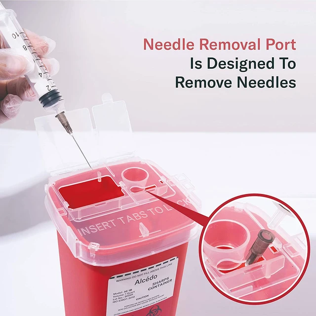 Alt view image 2 of 6 - Alcedo 1 Quart Sharps Container 1-Pack for Needle & Syringe Disposal