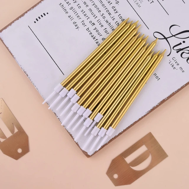 Alt view image 3 of 6 - PHD CAKE Gold Long Thin Metallic Birthday Candles for Party and Wedding Decorations