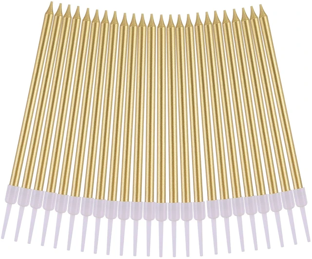 Alt view image 2 of 6 - PHD CAKE Gold Long Thin Metallic Birthday Candles for Party and Wedding Decorations