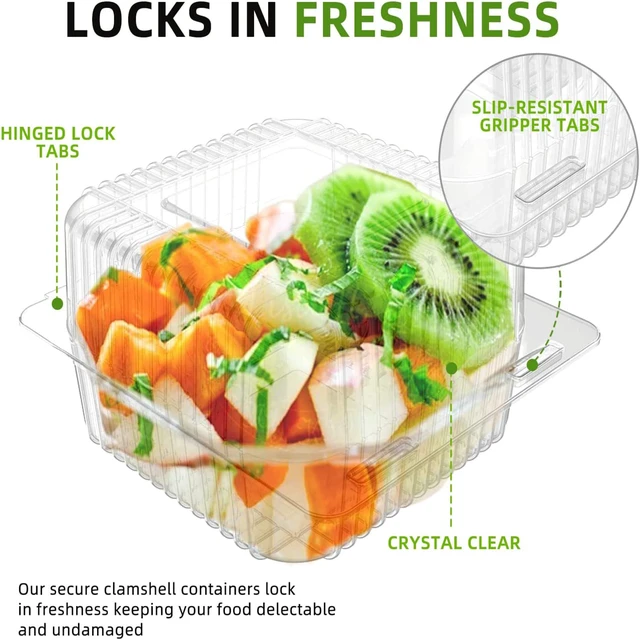 Alt view image 6 of 6 - 50 Count Clear Plastic Hinged Clamshell Takeout Containers