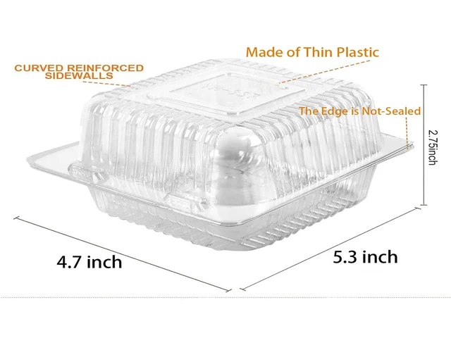 Alt view image 4 of 6 - 50 Count Clear Plastic Hinged Clamshell Takeout Containers