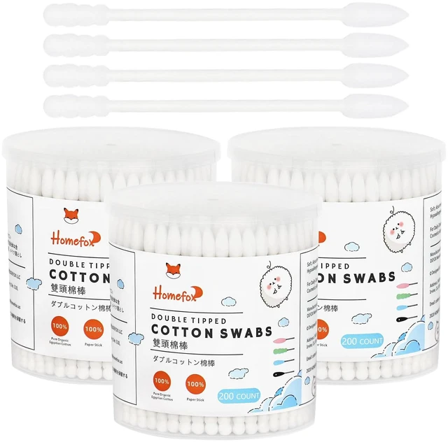 Main image of Spiral Pointed Cotton Swabs 600Count Organic Cotton Paper Stick Tightly Wrapped Double-Sided White Lint-Free