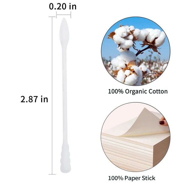 Alt view image 5 of 7 - Spiral Pointed Cotton Swabs 600Count Organic Cotton Paper Stick Tightly Wrapped Double-Sided White Lint-Free