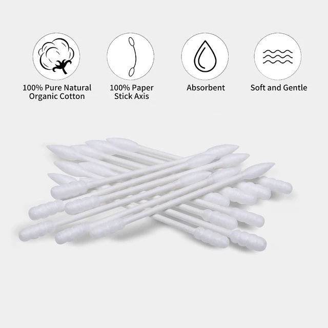 Alt view image 7 of 7 - Spiral Pointed Cotton Swabs 600Count Organic Cotton Paper Stick Tightly Wrapped Double-Sided White Lint-Free