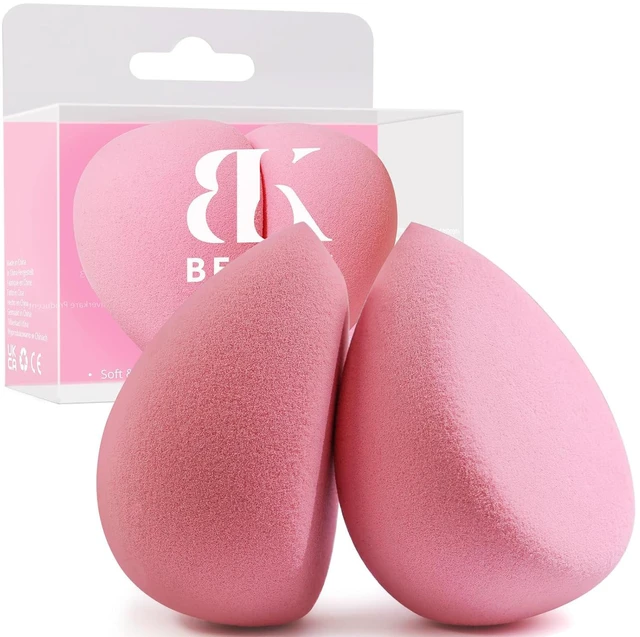 Main image of BEAKEY Flat Duo Makeup Sponge Set of 2, Patented Pink