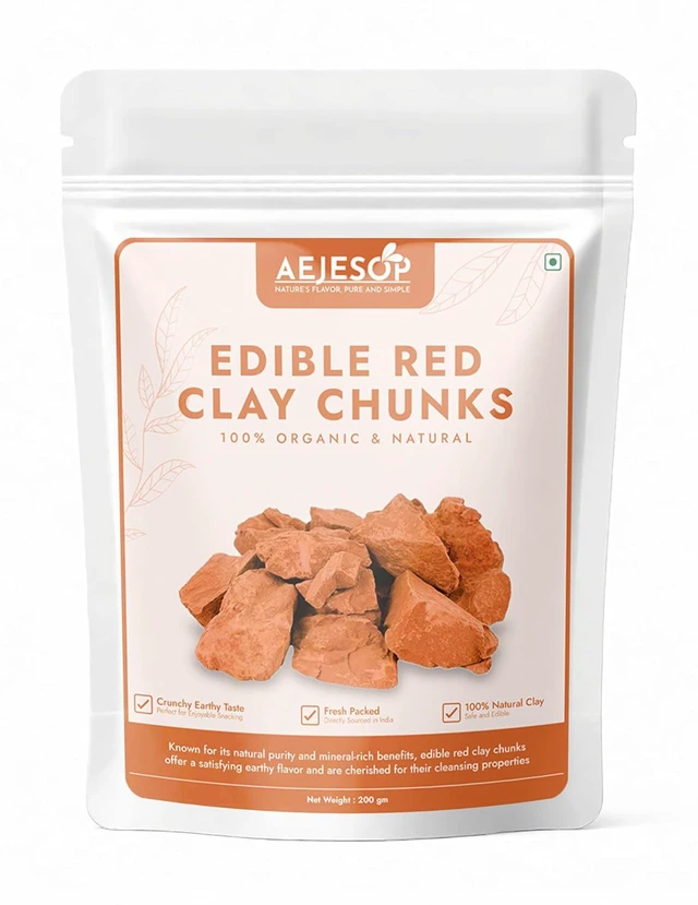Main image of AEJESOP Red Clay Edible Clay Chunks Natural Clay Mud Mask, 7oz (200g)