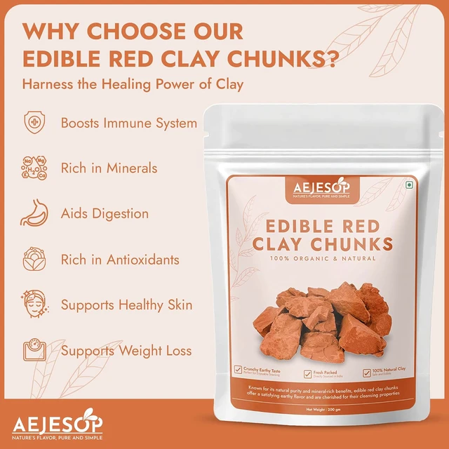 Alt view image 4 of 6 - AEJESOP Red Clay Edible Clay Chunks Natural Clay Mud Mask, 7oz (200g)