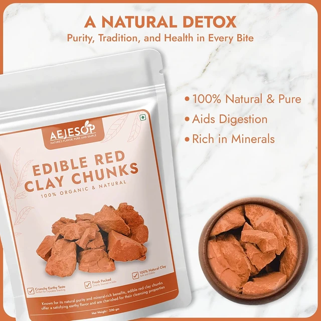 Alt view image 2 of 6 - AEJESOP Red Clay Edible Clay Chunks Natural Clay Mud Mask, 7oz (200g)