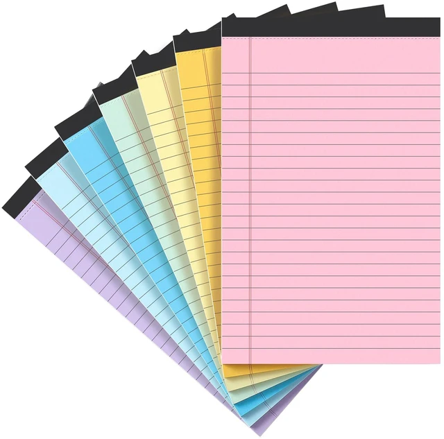 Main image of VITEVER Small Note Pads 5x8, 7 Pack, College Narrow Ruled, Perforated, Lined, 30 Sheets Each, Multicolor