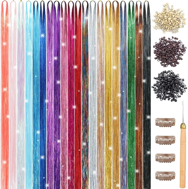 Main image of Hair Tinsel, 20 Colors 8800 Strands Tinsel Hair Extensions