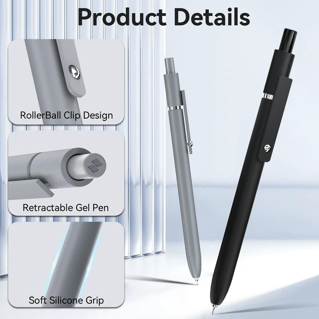 Alt view image 5 of 6 - ACEES Gel Pens, 6 Pcs Retractable Quick Dry Black Ink Pen, 0.5mm Fine Point
