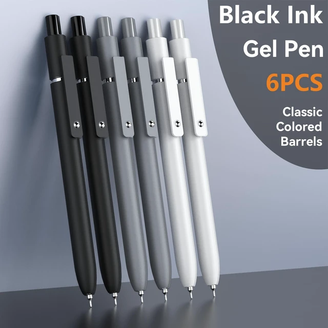 Alt view image 3 of 6 - ACEES Gel Pens, 6 Pcs Retractable Quick Dry Black Ink Pen, 0.5mm Fine Point