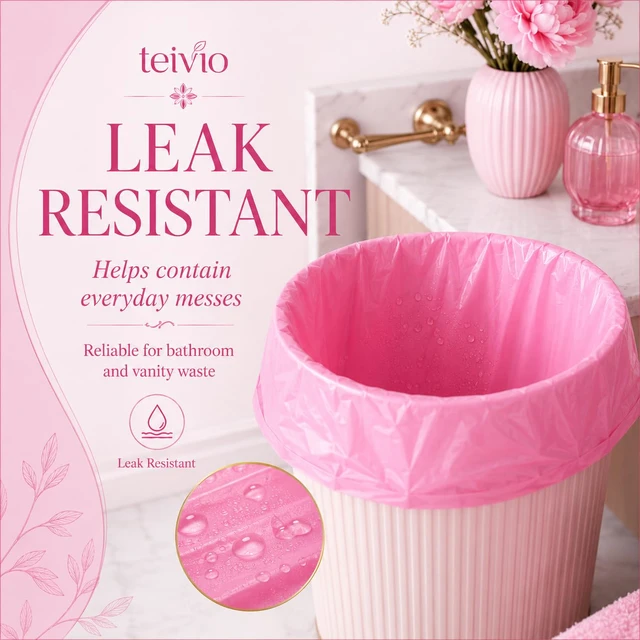 Alt view image 4 of 6 - Teivio Small Pink Trash Bags 4 Gallon 150 Count Kitchen Garbage Bags