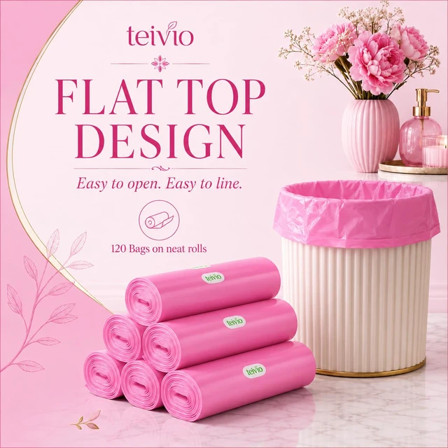 Alt view image 3 of 6 - Teivio Small Pink Trash Bags 4 Gallon 150 Count Kitchen Garbage Bags