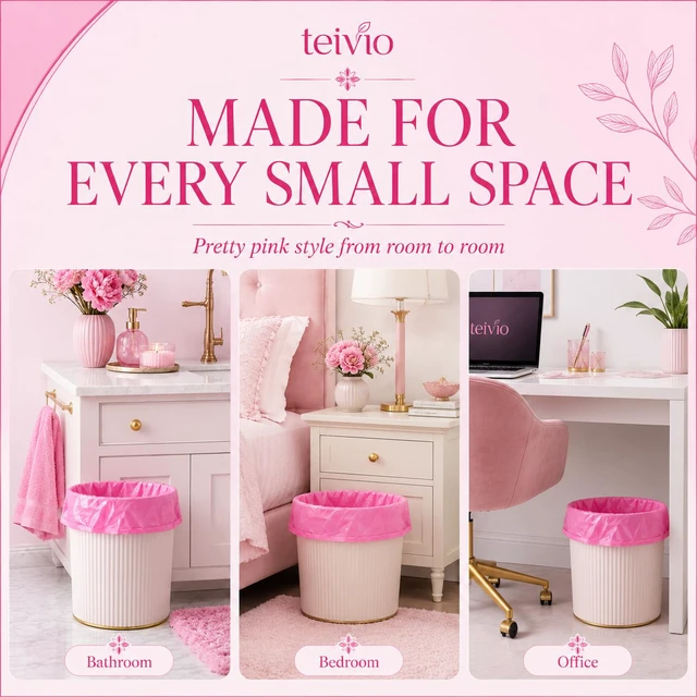 Alt view image 5 of 6 - Teivio Small Pink Trash Bags 4 Gallon 150 Count Kitchen Garbage Bags