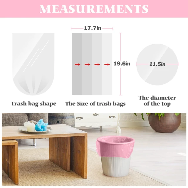 Alt view image 2 of 6 - Teivio Small Pink Trash Bags 4 Gallon 150 Count Kitchen Garbage Bags