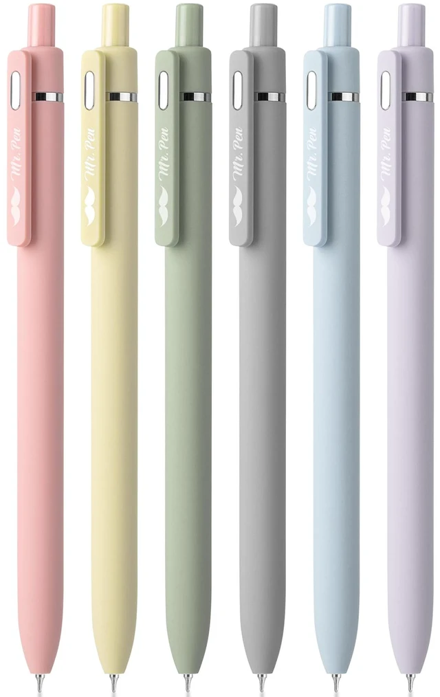 Main image of Mr. Pen- Retractable Gel Pens, 6 Pack, Black Ink, Morandi Barrels