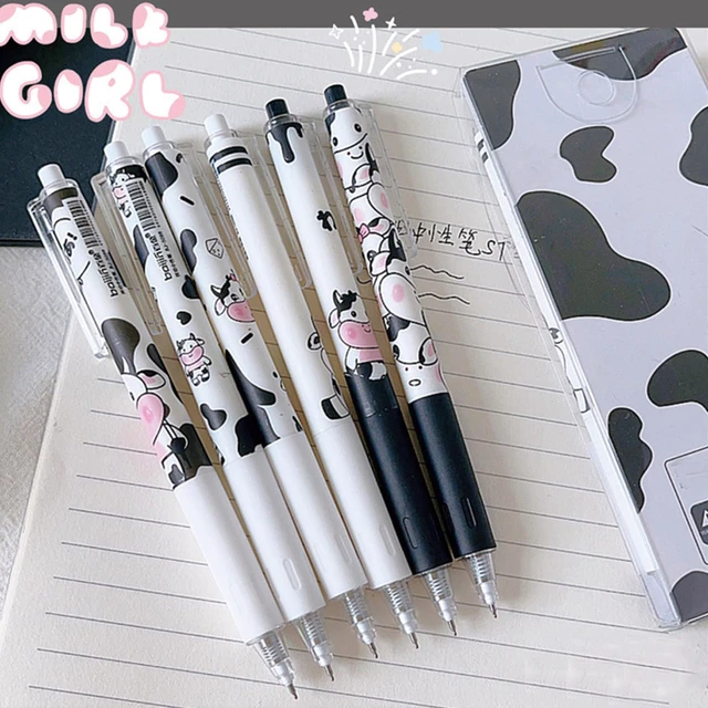 Alt view image 4 of 7 - MOZXIRZ 6 Pcs Cartoon Retractable Pens Gel Ink Pens Cute Cow Pen 0.5mm Black Ink Writing Pen Office School Supplies for Women Men (Cow)